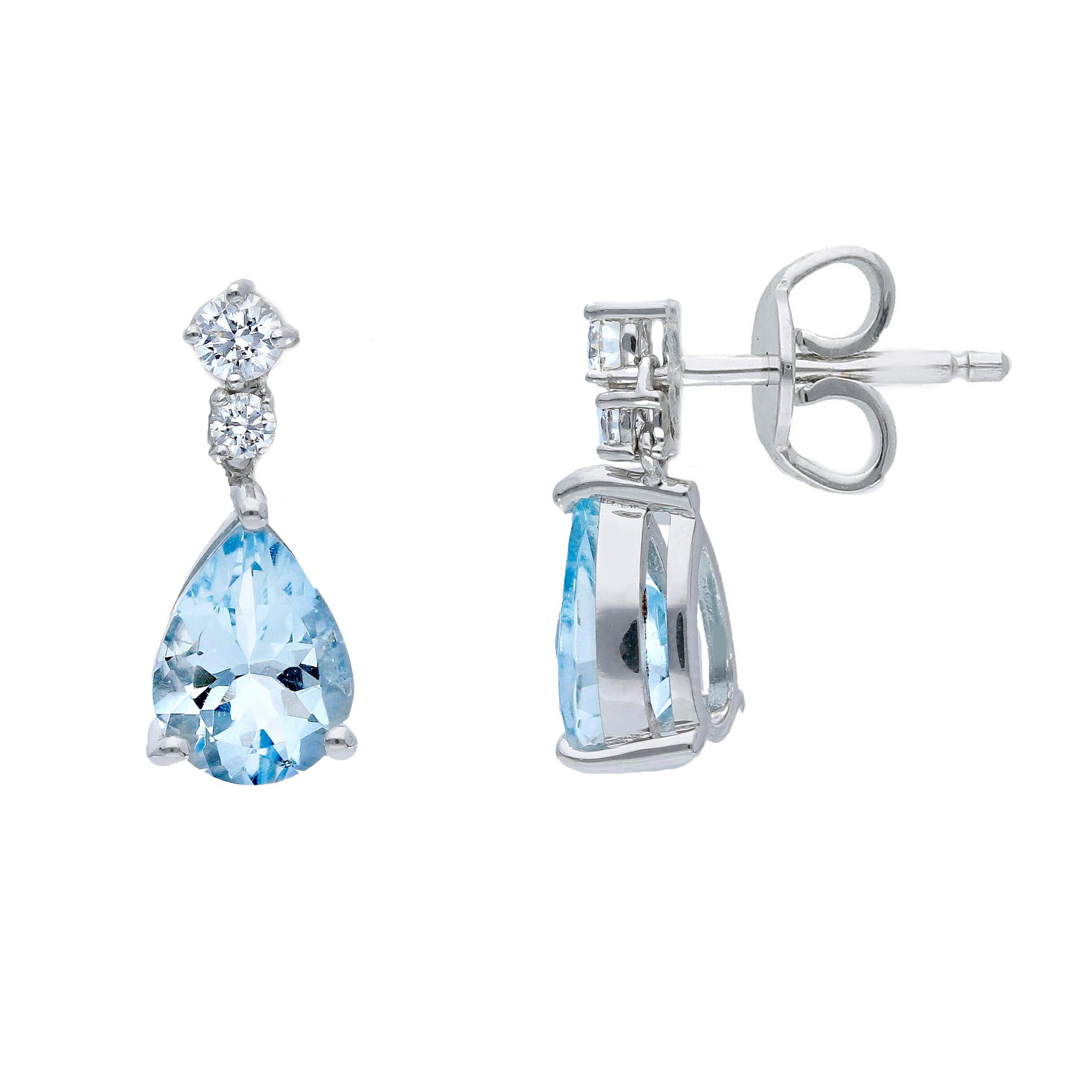 ORECCHINI IN ORO BIANCO CON ACQUAMARINA CT. 1,70 E DIAMANTI